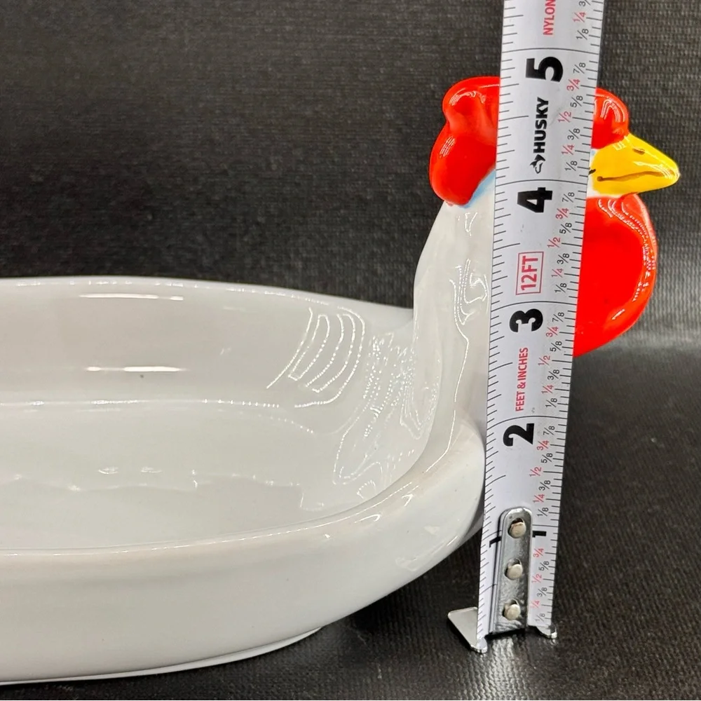 Vintage Peasant Village Italy Chicken Hen Egg Cup Platter Dish 69635
